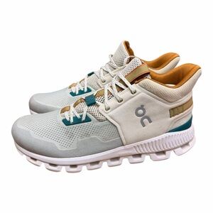 On Running CLOUD HI EDGE "ALOE" Men Size 12 Stylish White and Tan Sneakers